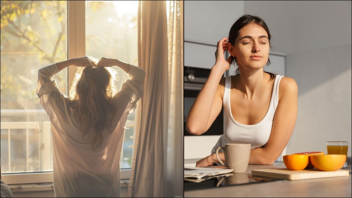 Women doing PMS Friendly morning routine