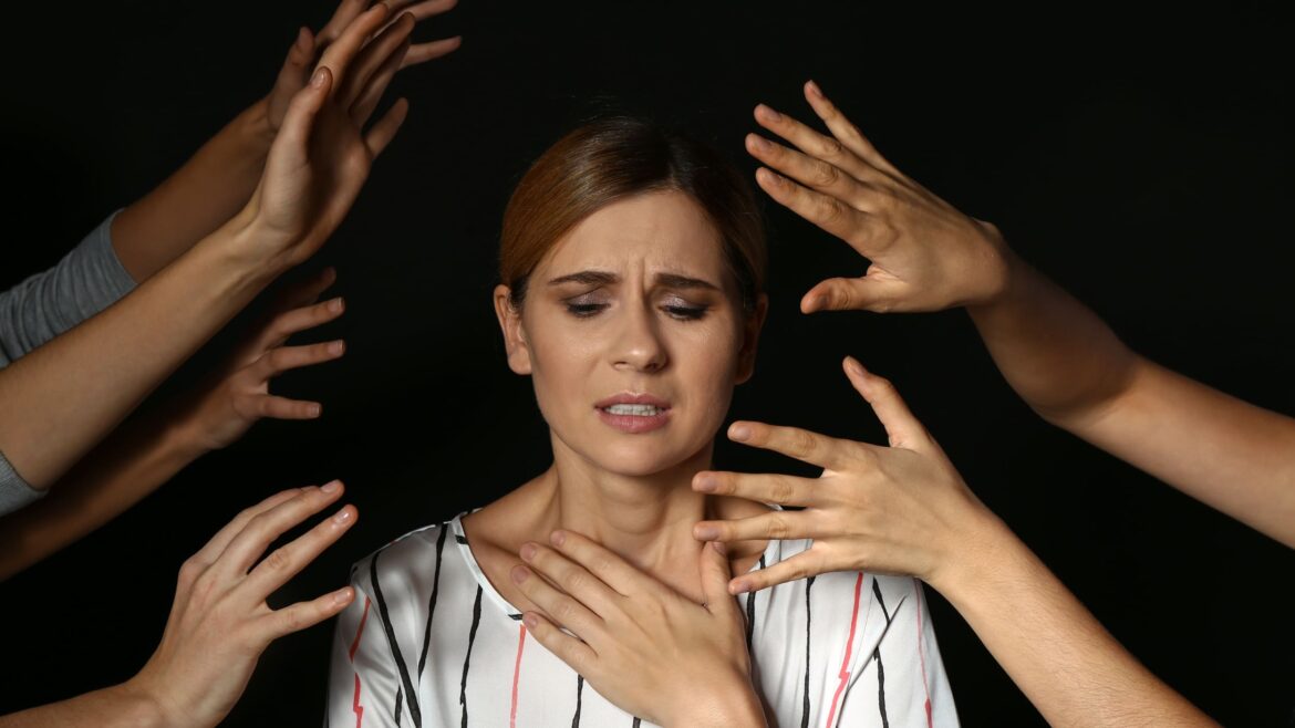 woman looking scared